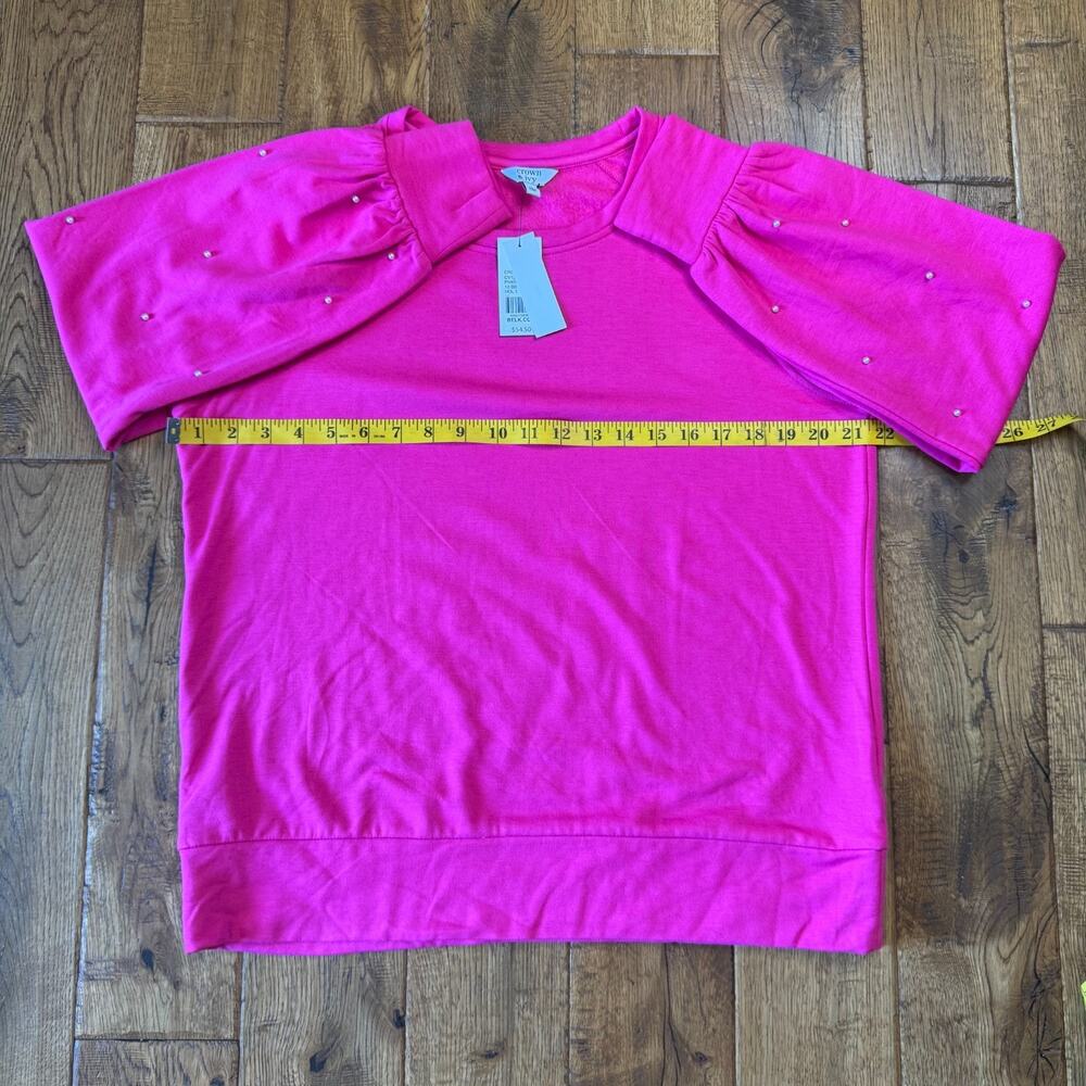 Crown & Ivy Hot Pink 2 Piece Sweat Set Sweatshirt & Pants Size L Women's - Picture 11 of 12